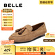 百麗（Belle）復(fù)古絨面樂福鞋女2025秋新商場(chǎng)同款羊皮通勤便士樂福3A9C3CA5 棕色 36 (230mm)