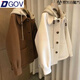 DGOV女春季2025新款百搭寬松針織毛呢外套加連帽假兩件上衣 米白色zt L （80-100斤）