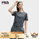 FILA 韓素希同款|斐樂官方女裝針織短袖2025夏新款修身小狐貍刺繡T恤 默魅灰-DY M 165/84A/M