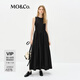 MO&Co.連衣裙2025春新品無(wú)袖背心A字裙松緊腰金屬拉鏈雙口袋MBE1DRST11 黑色 M 165