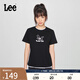 Lee25新品標準版圓領蝴蝶圖案印花女短袖T恤休閑潮流LWT0098704LE 黑色 L