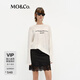MO&Co.麻T恤2025春新品含亞麻水墨印花繡花描邊長袖MBE1TEE008 本白色 M 165