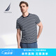 諾帝卡（NAUTICA）【單件直降】男裝夏季全棉雙面布簡(jiǎn)約條紋圓領(lǐng)短袖T恤男TE3222 藏青4NV（232） L