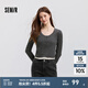 森馬（Semir）毛衣女短款假兩件正肩顯瘦2025春季新款緊身絞花毛衫慵懶氣質(zhì) 白灰色調00312 M 160/84A