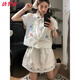 唐思薇套裝女2025法式復(fù)古甜美碎花立體蕾絲刺繡娃娃襯衫A字顯半身裙 襯衣+裙子 M 建議91-105斤