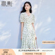 香影綠色碎花連衣裙女2025夏裝新款小個(gè)子清新收腰泡泡袖v領(lǐng)裙子 綠花 L 165/88A/110-125斤
