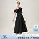 范思藍(lán)恩儀式感禮服裙女2024夏季新款掛脖大荷葉邊約會(huì)裙子18015 黑色 S