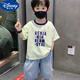 迪士尼（Disney）男童短袖套裝2025新款兒童酷帥T恤韓范時(shí)髦寶寶小男孩夏裝 綠色 120 建議身高115厘米左右