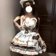 閃動(dòng)少女（SHANDONGSHAONV）焦糖泡泡蝴蝶結(jié)甜美斗篷外套新款蕾絲洛麗塔拼接連衣裙上衣套裝 淺藍(lán)色 均碼