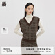 播v領(lǐng)針織衫女商場(chǎng)同款秋冬小個(gè)子復(fù)古馬甲毛衫上衣BDQ4SD1363 K24橡木棕花 L