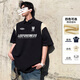 Homlean美式短袖polo衫休閑翻領(lǐng)t恤簡約插肩少年感復(fù)古上衣Q42黑色3XL