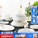 華光陶瓷碗套裝 抗菌骨瓷餐具 釉中彩碗碟套裝家用中式 春江水暖 春江水暖 46頭 【抗菌瓷】禮盒裝