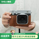 攝侶富士gfx100rf保護套x100vi手柄皮套x100rf相機套xm5相機包xt50手柄保護殼xt30二代底座肩帶配件 GFX100RF咖啡色真皮保護套