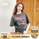 森馬（Semir）短袖t恤女中長款萌寵花上衣25夏透氣吸濕寬松套頭衫109325100005