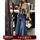 三吉黑花【阿依慕】重工激光繡民族百褶裙女2025新款流行爆款顯瘦 藏青 L