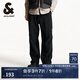 杰克·瓊斯（JACK&JONES）男裝春夏潮流加絨褲子傘兵褲工裝褲男直筒寬松休閑褲蓄熱保暖男褲 E40 黑色 L 偏大，建議拍小一碼