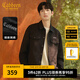 卡賓（CABBEEN）【質(zhì)感提花】寬松老花夾克男2024秋季新款潮牌刺繡高級感外套 煤黑色01 L /175/50