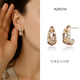 阿吉豆耳飾女款精致輕奢耳釘復古耳圈新年跨年禮物 咖色 2個(gè)