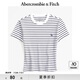 ABERCROMBIE & FITCH女裝24夏款辣妹修身條紋經(jīng)典小麋鹿短款圓領(lǐng)T恤KI139-4416 白色條紋 刺繡標識 XXS (160/80A)