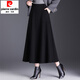 皮爾卡丹羊絨大擺裙加厚修身長(cháng)裙女2025新款秋冬遮胯顯瘦冬裙口袋裙帶兜 黑色 L 21 2尺1 28碼