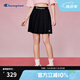 Champion冠軍百褶裙女2024夏季新款A(yù)字裙休閑短裙校園風(fēng)簡(jiǎn)約百搭 黑色 M