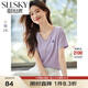 熙世界sllsky甜美風(fēng)蝴蝶結(jié)刺繡短袖T恤2025夏季新款設(shè)計(jì)感V領(lǐng)正肩上衣 奶芋紫 M