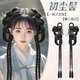 尼趣熊古風假發(fā)漢服頭飾女一體式古裝發(fā)髻盤發(fā)造型百搭懶人抓夾墊發(fā)包 抓夾款一對（辮子55cm）