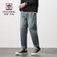 AEMAPE美國(guó)蘋(píng)果高端牛仔褲男士2025新款復(fù)古美式高街直筒錐形蘿卜休閑褲 圖片色 30 腰圍2尺3適合110-120斤左右