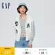Gap女裝春季LOGO寬松紐扣開襟針織開衫873686洋氣毛衣 米白色 M (165/84A)亞洲尺碼