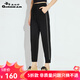 哥弟真的好（GIRDEAR）女裝側(cè)邊條紋綁帶松緊腰針織休閑束腳褲女A100013 黑-銀 M (3碼)
