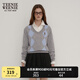 Teenie Weenie小熊女裝簡約時尚秋休閑通勤V領(lǐng)學院菱形格毛衣針織衫 中灰色 S 160
