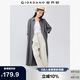 佐丹奴裙子女文藝風(fēng)開叉下擺暗條紋長袖襯衫連衣裙女05465070