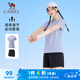 駱駝（CAMEL）速干運動服女短袖T恤褲跑步兩件套裝 J25BAXLN076 薇紫色/黑 XL
