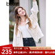 百圖betu女裝2025春季新款短外套立領插肩袖寬松休閑外套女2502T53 淺杏色 L