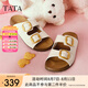 他她（TATA）復(fù)古勃肯拖鞋女鞋厚底沙灘外穿涼鞋2025夏季新款 米白 37