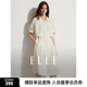 ELLE法式線條感假兩件襯衫式連衣裙女2025春季新款中長款氣質(zhì)裙子 米白 M