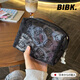 BIBK日本化妝包黑色網(wǎng)紗kitty化妝包便攜大容量收納包手拿補妝包耐臟 黑色植絨網(wǎng)紗kitty包包+小骨頭 長16寬12厚6cm