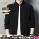 NOSSKISS高端男裝品牌長袖衛(wèi)衣男秋冬季加絨加厚立領(lǐng)雙面顆粒絨保暖外套 黑色 XL 175