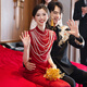 枝己紅色新中式旗袍訂婚禮服女2025新款婚紗新娘主紗高檔敬酒服秀禾服 紅妝珠夢 M