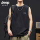 JEEP SPIRIT吉普背心男士夏季純棉寬松透氣簡(jiǎn)約百搭潮流休閑無(wú)袖t恤 黑色 L