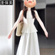 圣保美法式白色無(wú)袖背心連衣裙女裝夏季2025新款高級感氣質(zhì)裙子長(cháng)裙套裝 白色套裝 M 碼
