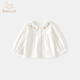 班喜迪女童襯衫春裝2026新款洋氣寶寶長(cháng)袖上衣兒童娃娃衫春秋裝純棉襯衣 白色 100
