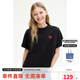ELLE KIDS童裝 25夏季女童液氨面料涼感大落肩版繡花燙珠寬松透氣百搭T恤 黑色 160 （S）