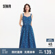 森馬（Semir）牛仔連衣裙女甜酷時尚個性2025夏元?dú)鉂M印背帶裙俏皮109325114025