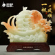 匠驢一帆風(fēng)順帆船擺件玉石辦公室客廳玄關(guān)招財裝飾品公司喬遷開業(yè)禮物 小號紅花玉色長31寬11.5高28厘米