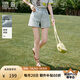 香影【王楚然明星同款】淺色高腰牛仔短褲女夏純棉水洗丹寧風(fēng)卷邊褲子 牛仔藍(lán) M 160/84A/95-110斤