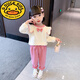 G.DUCKKIDS女童春秋裝套裝2024新款兒童裝洋氣時(shí)髦女孩長(cháng)袖女寶寶春秋兩件套 粉紅色 90 (參考年齡2-3歲)(參考年齡2-3