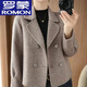 羅蒙（ROMON）高端雙面呢大衣女秋冬季新款短款上衣小個(gè)子長(cháng)袖西裝潮流毛呢外套 咖啡紋 M 85-100斤