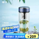 萬象（WANXIANG）雙層弧形玻璃杯男女士帶濾網(wǎng)水杯灰藍(lán)色360ml便攜車載泡茶杯