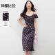 尚都比拉荷葉袖肩帶可調(diào)節(jié)方領(lǐng)碎花裙女夏季度假風(fēng)氣質(zhì)連衣裙垂感中長(zhǎng)裙